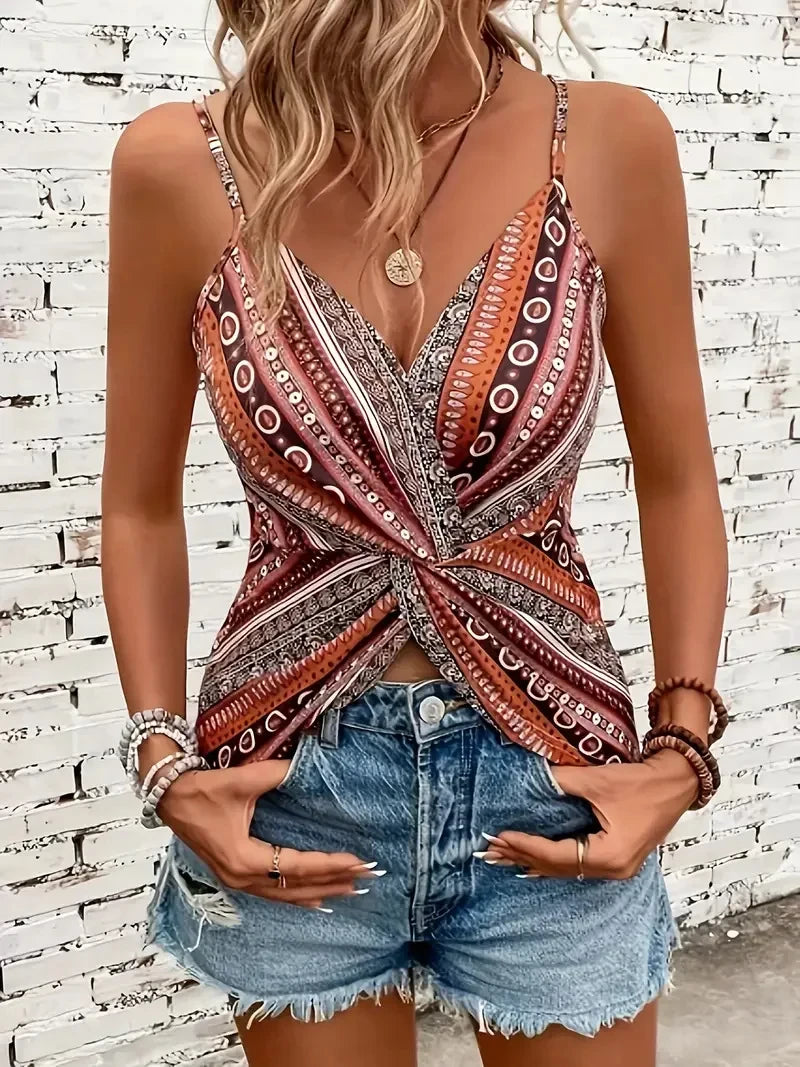 V-Neck Chain Print Cami