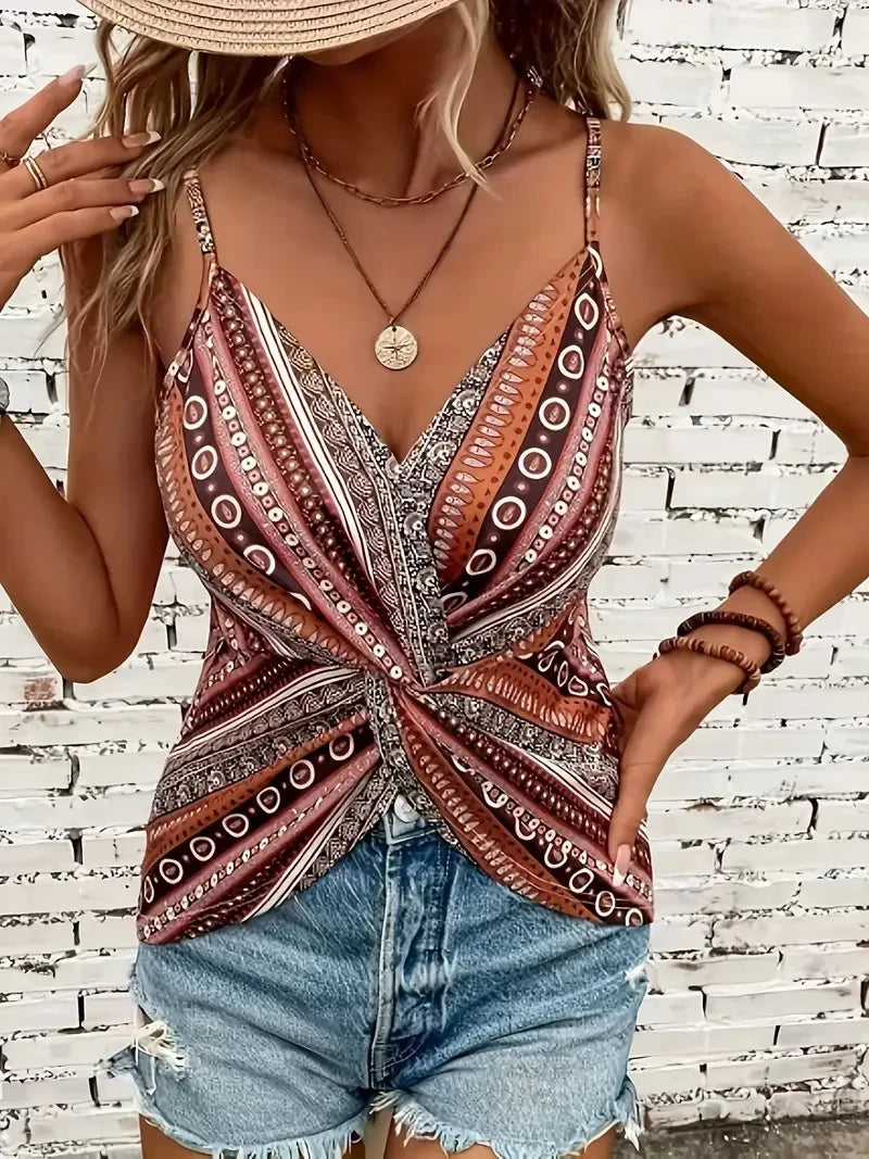 V-Neck Chain Print Cami