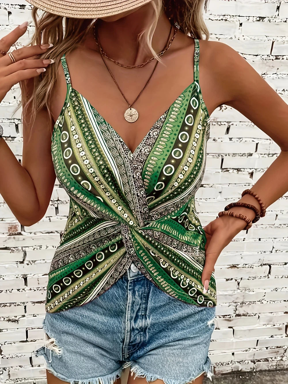 V-Neck Chain Print Cami